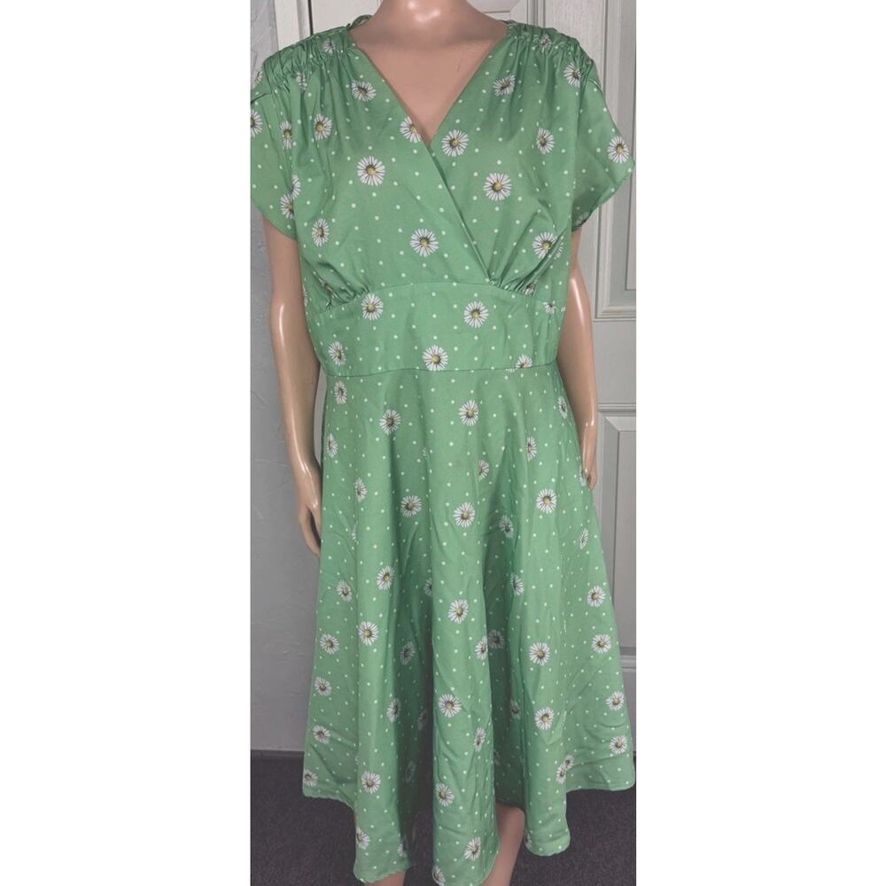 Voodoo Vixen Womens Dress XXL Retro Pinup Floral Polyester Daisy Pockets Spring